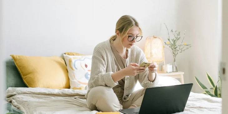 A woman who works from home.