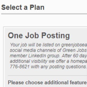Select a job posting plan.