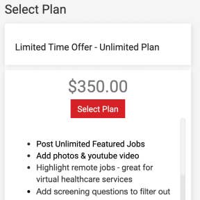 Select a job posting plan.