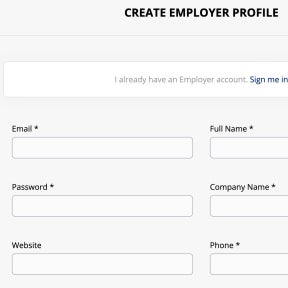 Create your employer profile.