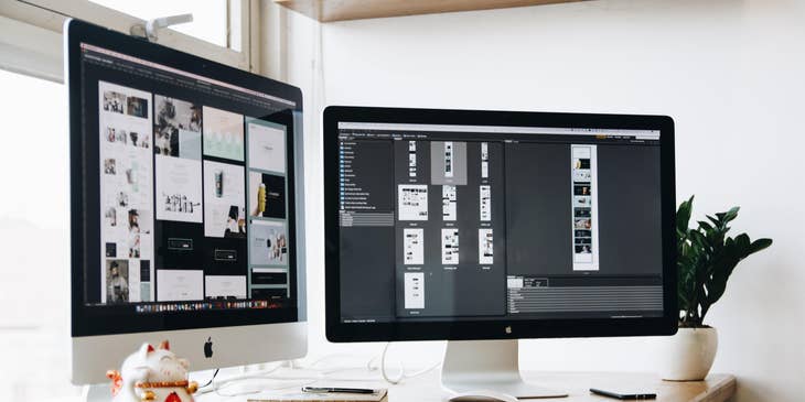 Desktop with design application running on screen.