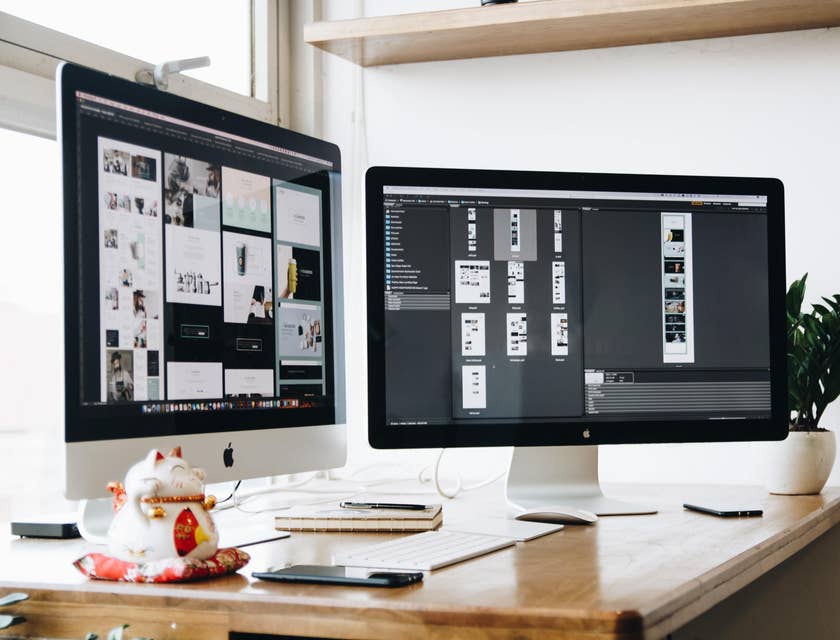 Desktop with design application running on screen.