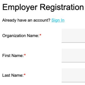Create your employer account.