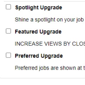 Select additional job post upgrades.