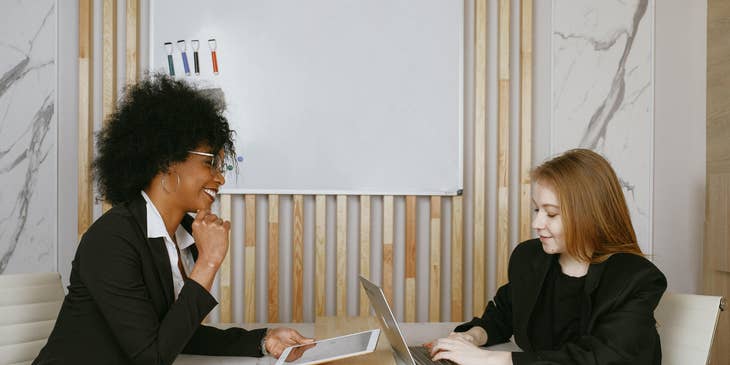 Two women in an interview.