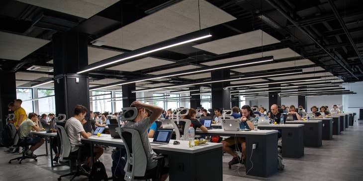 Bilingual employees in the office.
