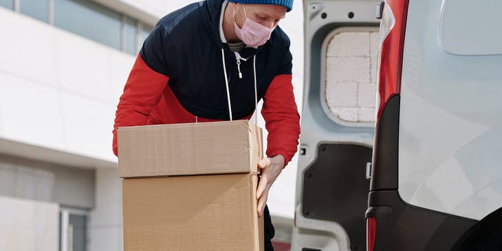 delivery drive uploading boxes