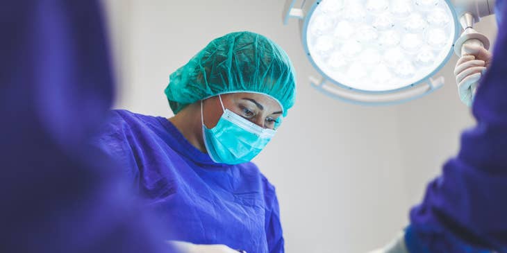 Medical-surgical nurse working during surgery