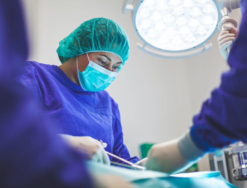 Medical-surgical nurse working during surgery