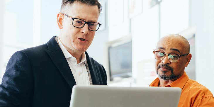 sales professional working with customer