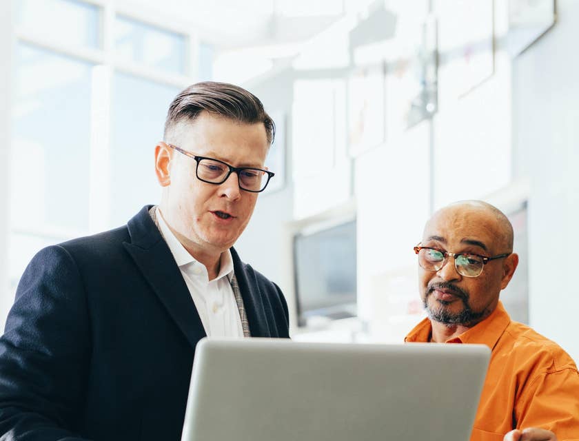 sales professional working with customer