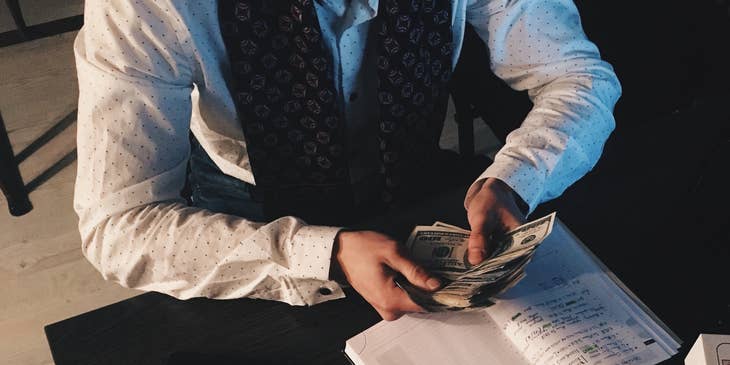 financial advisor counting money
