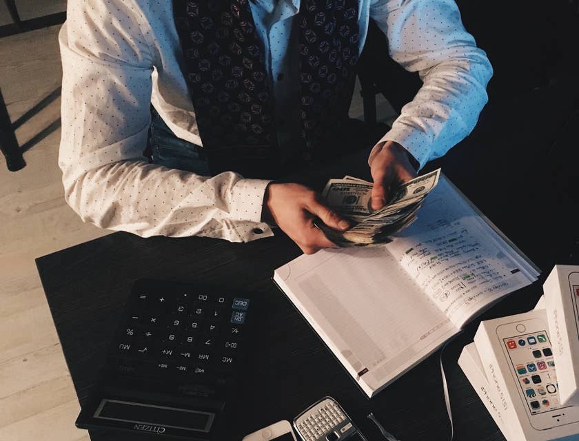 financial advisor counting money
