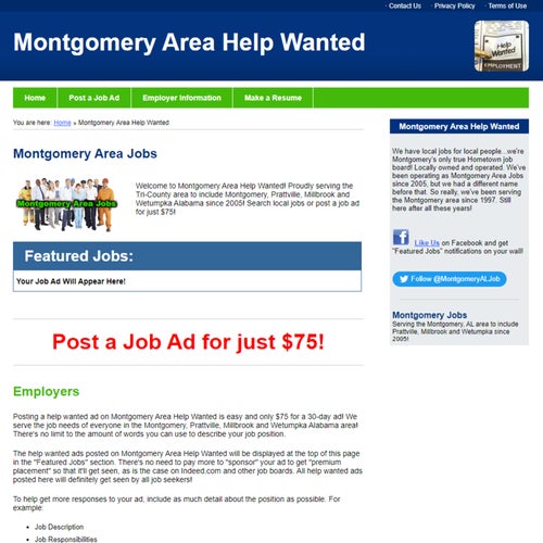 How to Post a Job on Montgomery Area Help Wanted: