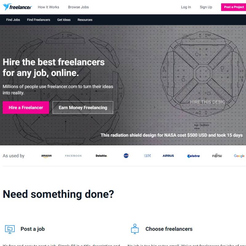 Aperçu du site Freelancer.com