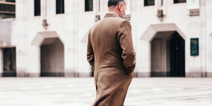 man walking away from job