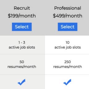 Select a job posting plan.