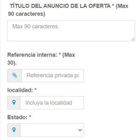 Incluir datos de la vacante.