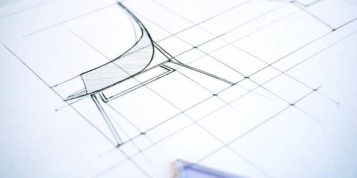 Industrial design sheet with markings and measurements.