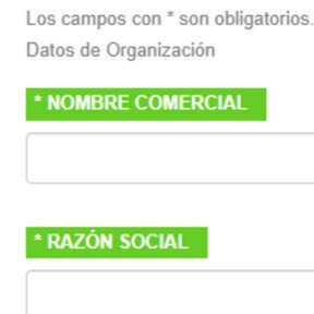 Ingresa los datos de tu organización.