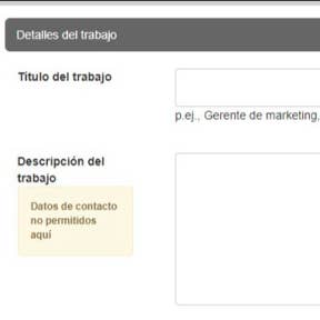 Ingresa toda la información sobre el puesto.