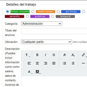 Ingresar los detalles de la vacante.