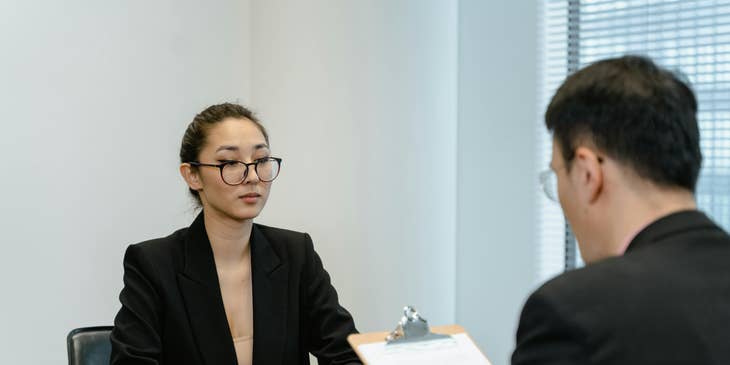 An intern being interviewed.