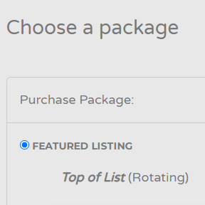 Select a job posting package.