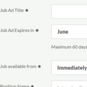 Complete the job ad form.