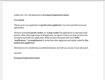 Candidate rejection emails for every stage of the application process (FREE TEMPLATES)