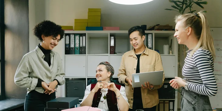 A team having fun while working.