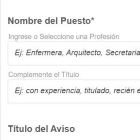 Ingresa toda la información sobre el puesto.