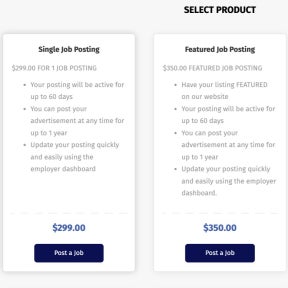 Select a job posting package.