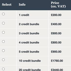 Choose your credit package.