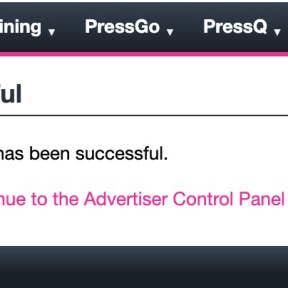 Continue to the advertiser control panel.