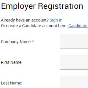 Create an employer account.