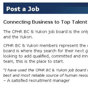 Learn about CPHR BC & Yukon's job postings.