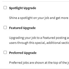 Add upgrades to your job post.