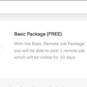 Select a job posting package.