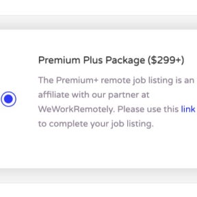 Select a job posting package.