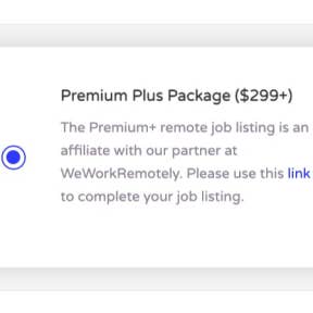 Select a job posting package.
