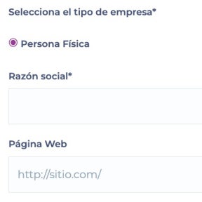 Llena los datos para registrar a tu empresa.