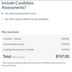 Choose the optional candidate assessment.