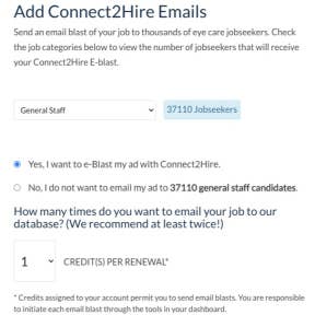 Select an optional email blast.