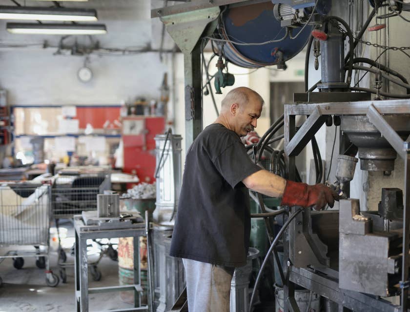 Machine operator using heavy machinery.