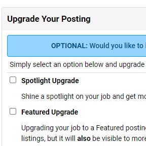 Add upgrades to your job post.