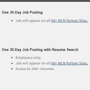 Select a job posting plan.