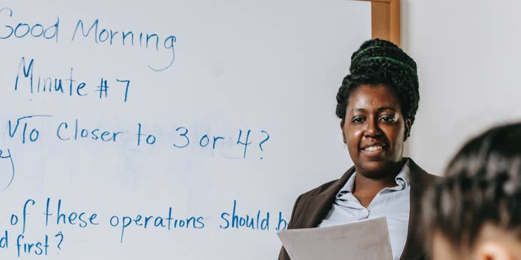 math teacher at work in class