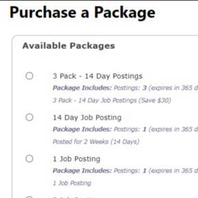 Select a job posting plan.