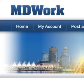 Navigate to the MDWork.com home page.